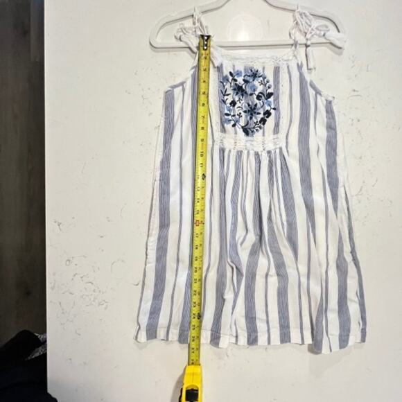 Abercrombie & Fitch X-Small Tie Shoulder Blue Stripe Boho Chic Embroidered Dress - Picture 11 of 11